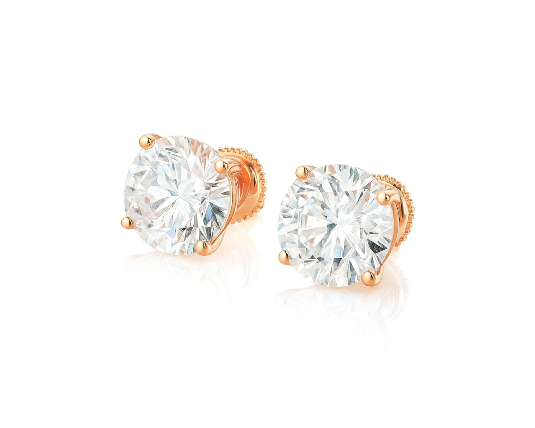 14k Gold Diamond Stud Earrings with Round-Cut Solitaire Design 2.96CT – lifestyle 3341