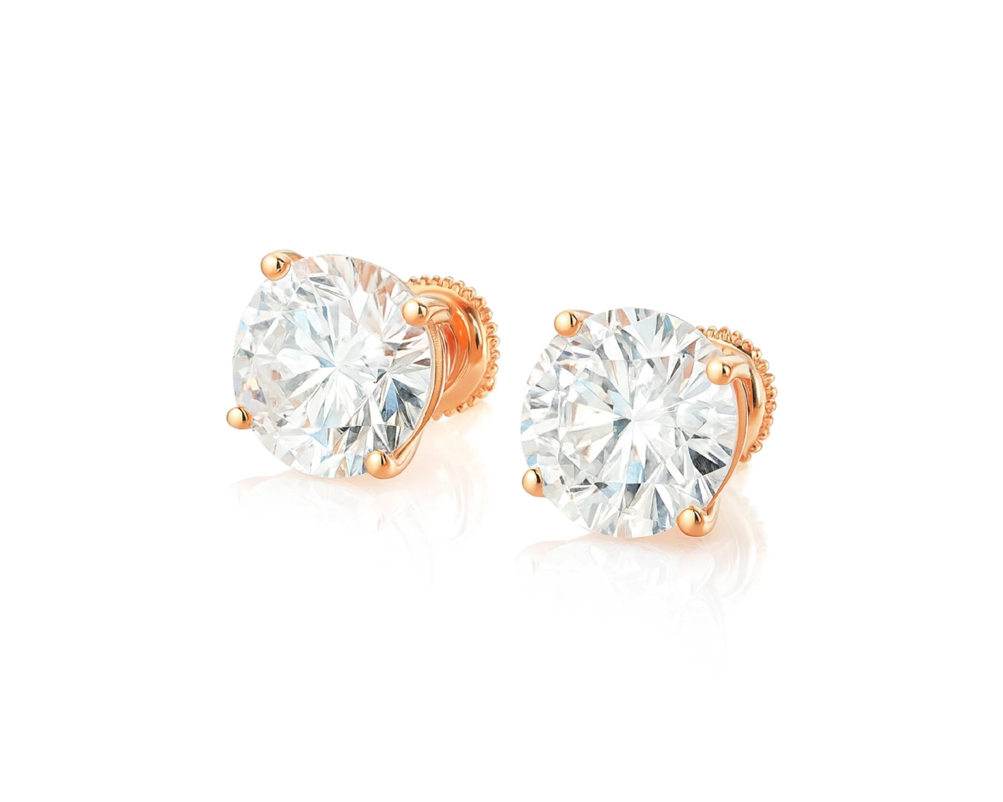 14k Gold Diamond Stud Earrings with Round-Cut Solitaire Design 2.96CT – lifestyle 3341