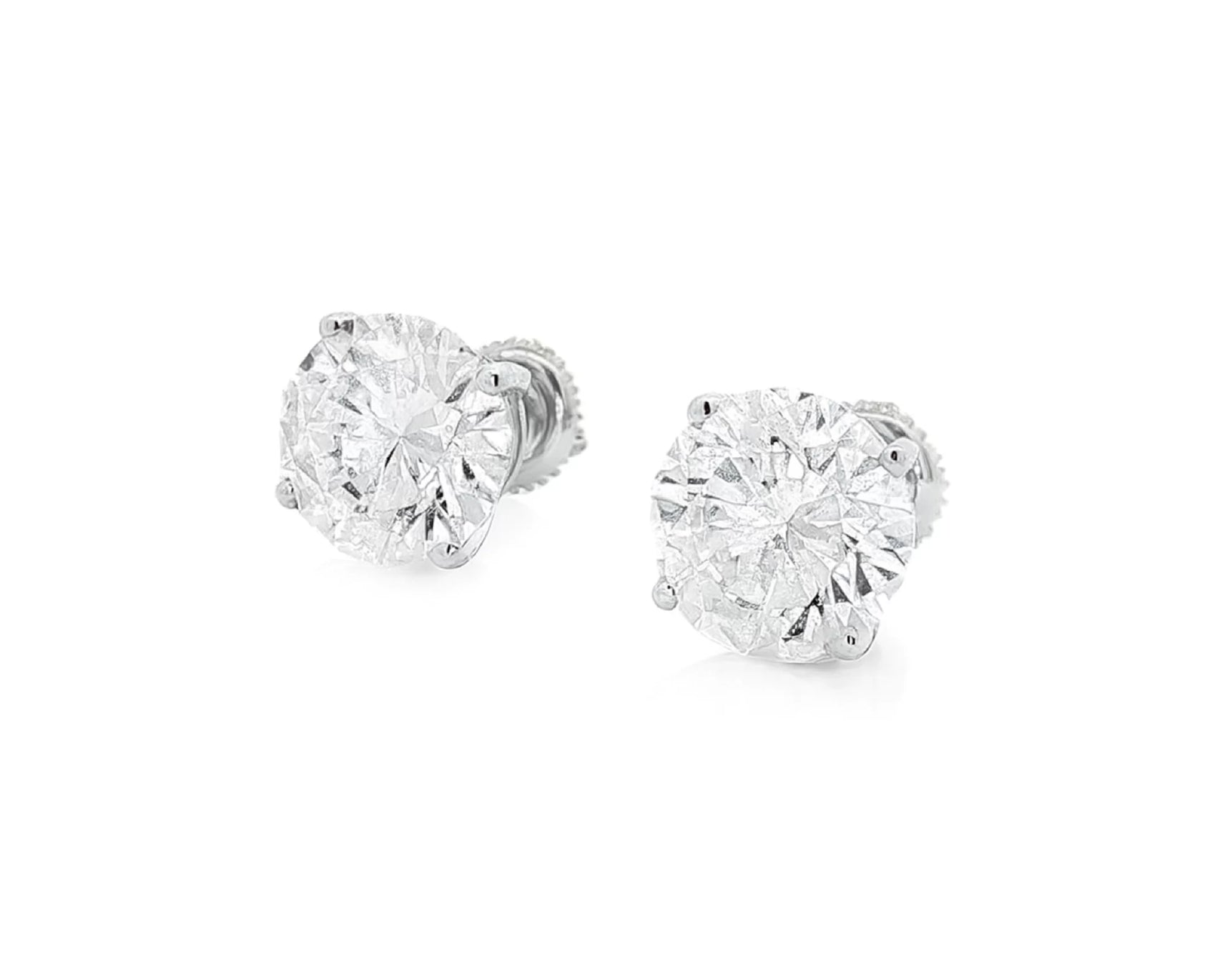 14k Gold Diamond Stud Earrings with Round-Cut Solitaire Design 2.96CT – lifestyle 3343