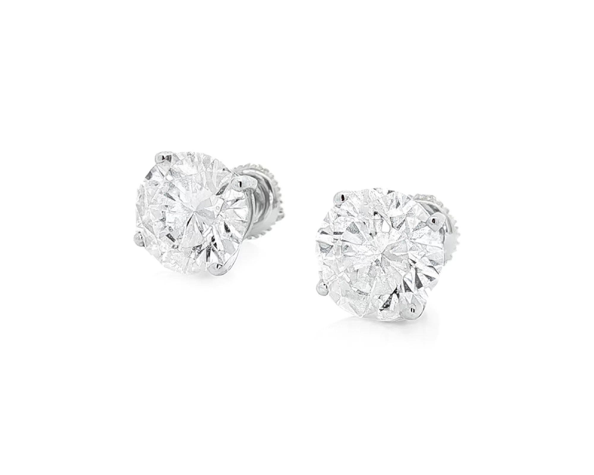 14k Gold Diamond Stud Earrings with Round-Cut Solitaire Design 2.96CT – lifestyle 3343