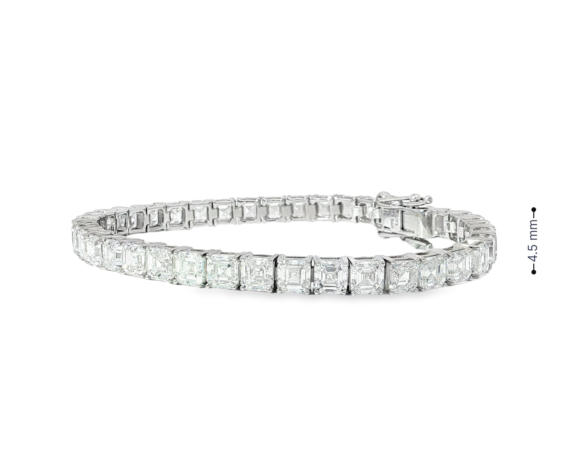 14k Gold Diamond Tennis Bracelet with Asscher - Cut Design 16.65ct - AVI THE JEWELER