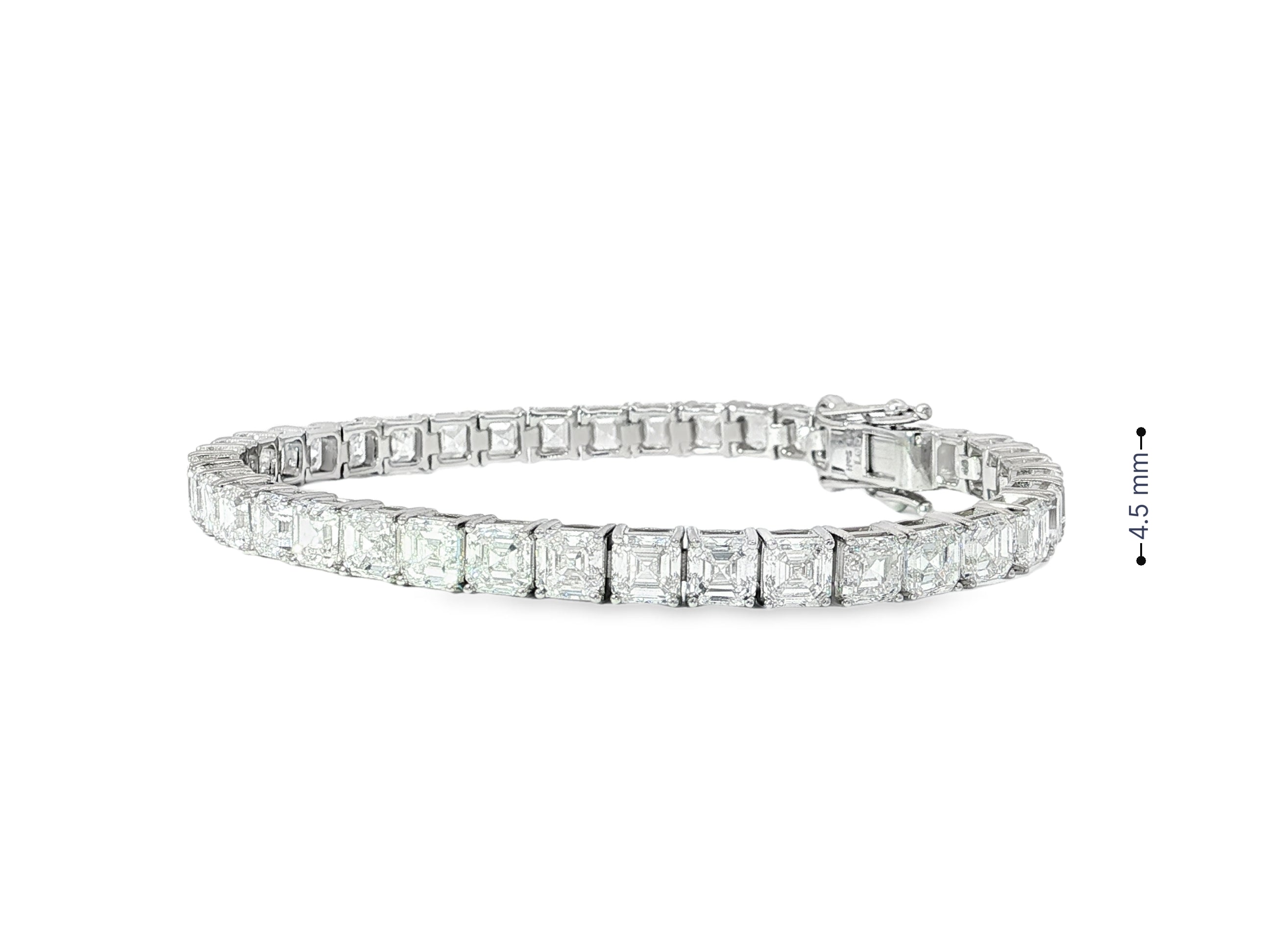 14k Gold Diamond Tennis Bracelet with Asscher - Cut Design 16.65ct - AVI THE JEWELER