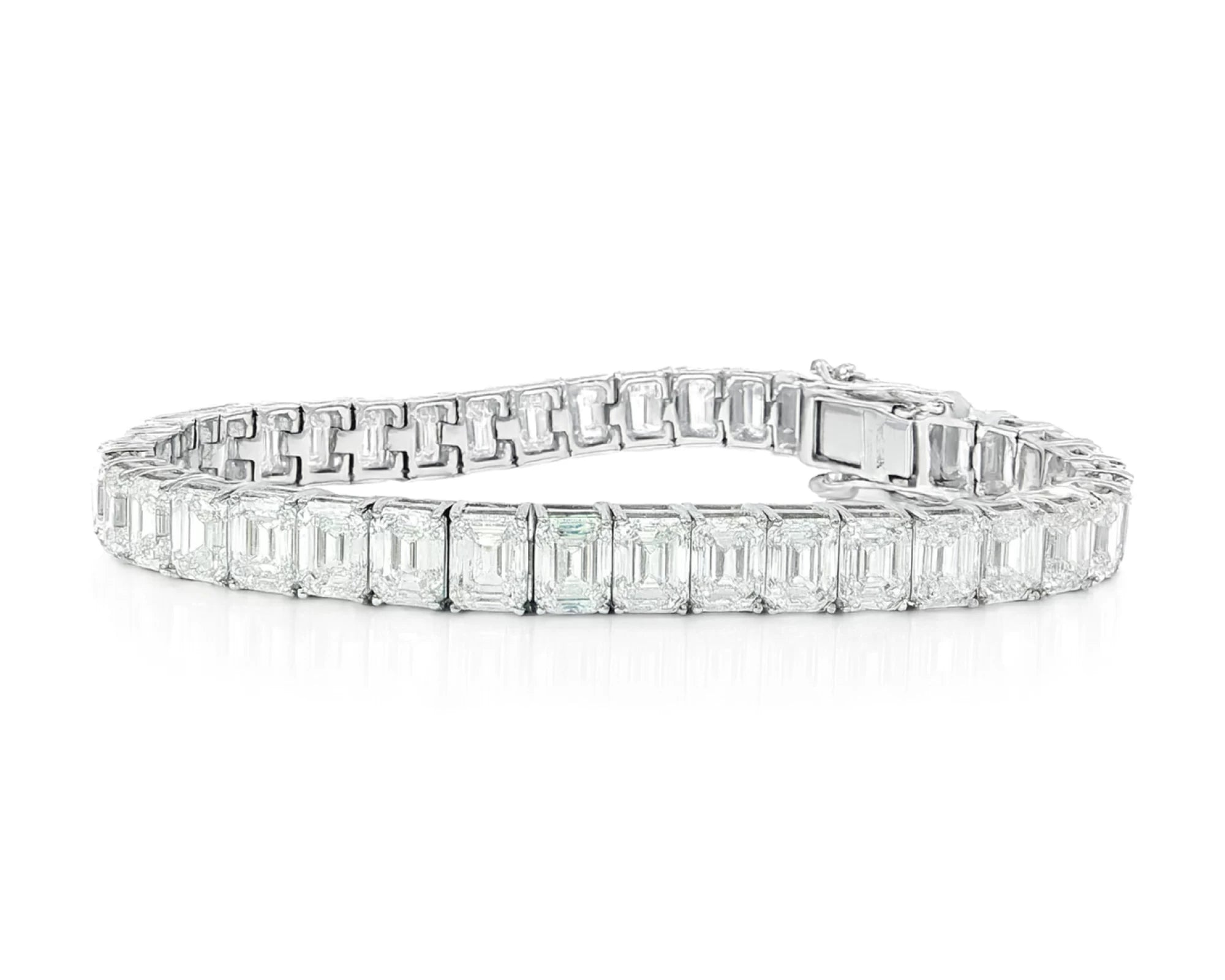 14k Gold Diamond Tennis Bracelet with Emerald-Cut Design 23.32ct – lifestyle 4357