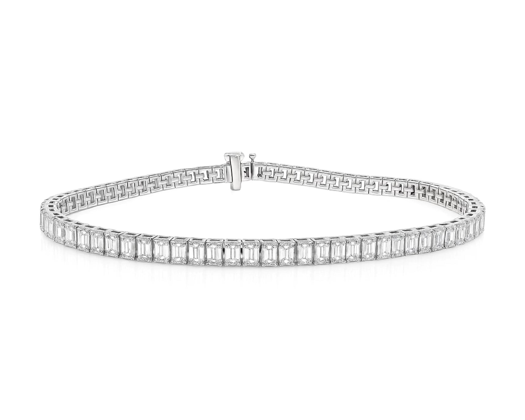 14K Gold Diamond Tennis Bracelet with Emerald-Cut Design 6.04ct – lifestyle 4190