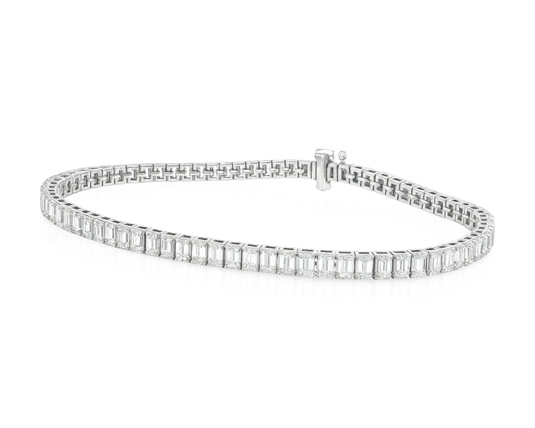 14K Gold Diamond Tennis Bracelet with Emerald-Cut Design 6.04ct – lifestyle 4191