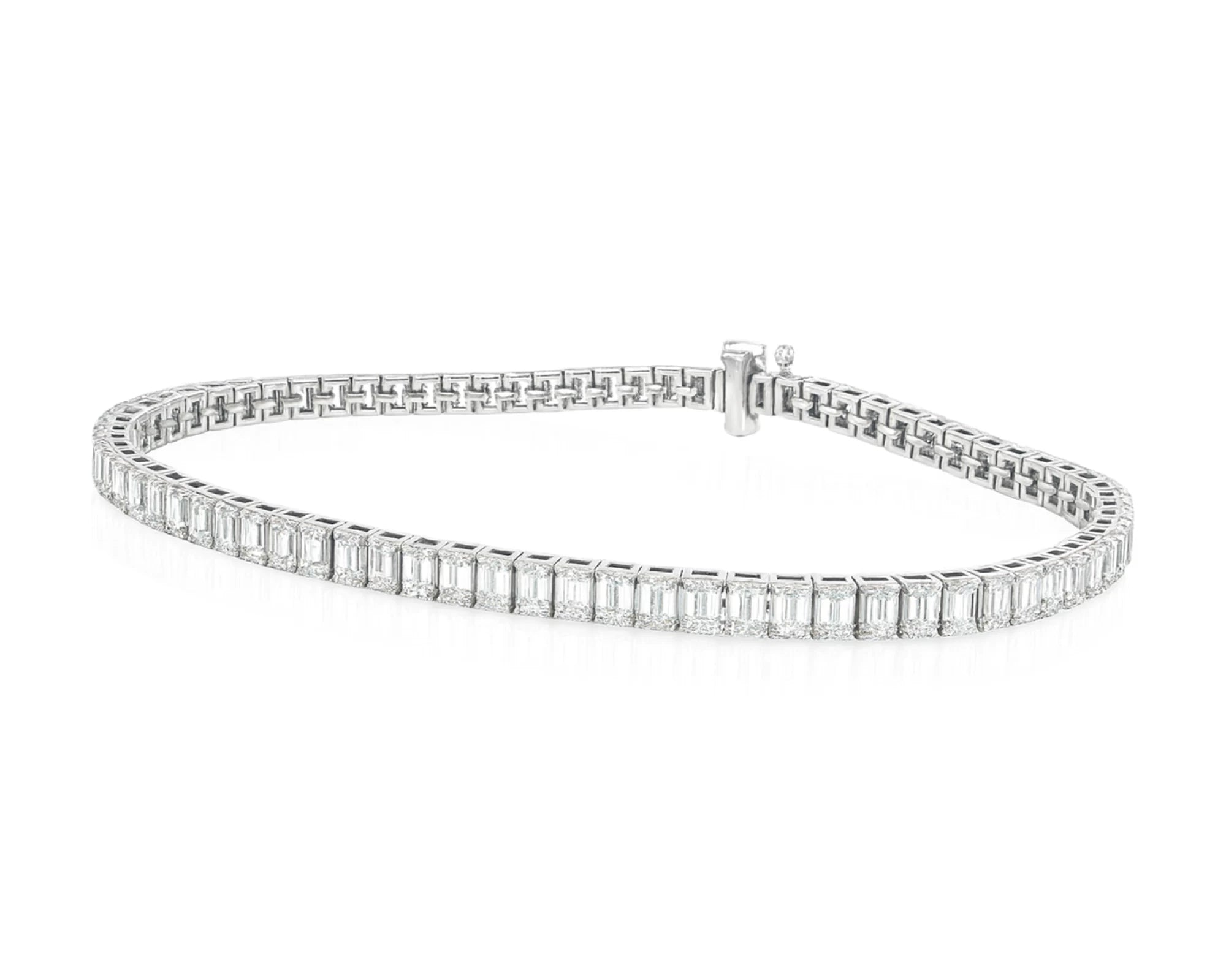 14K Gold Diamond Tennis Bracelet with Emerald-Cut Design 6.04ct – lifestyle 4191
