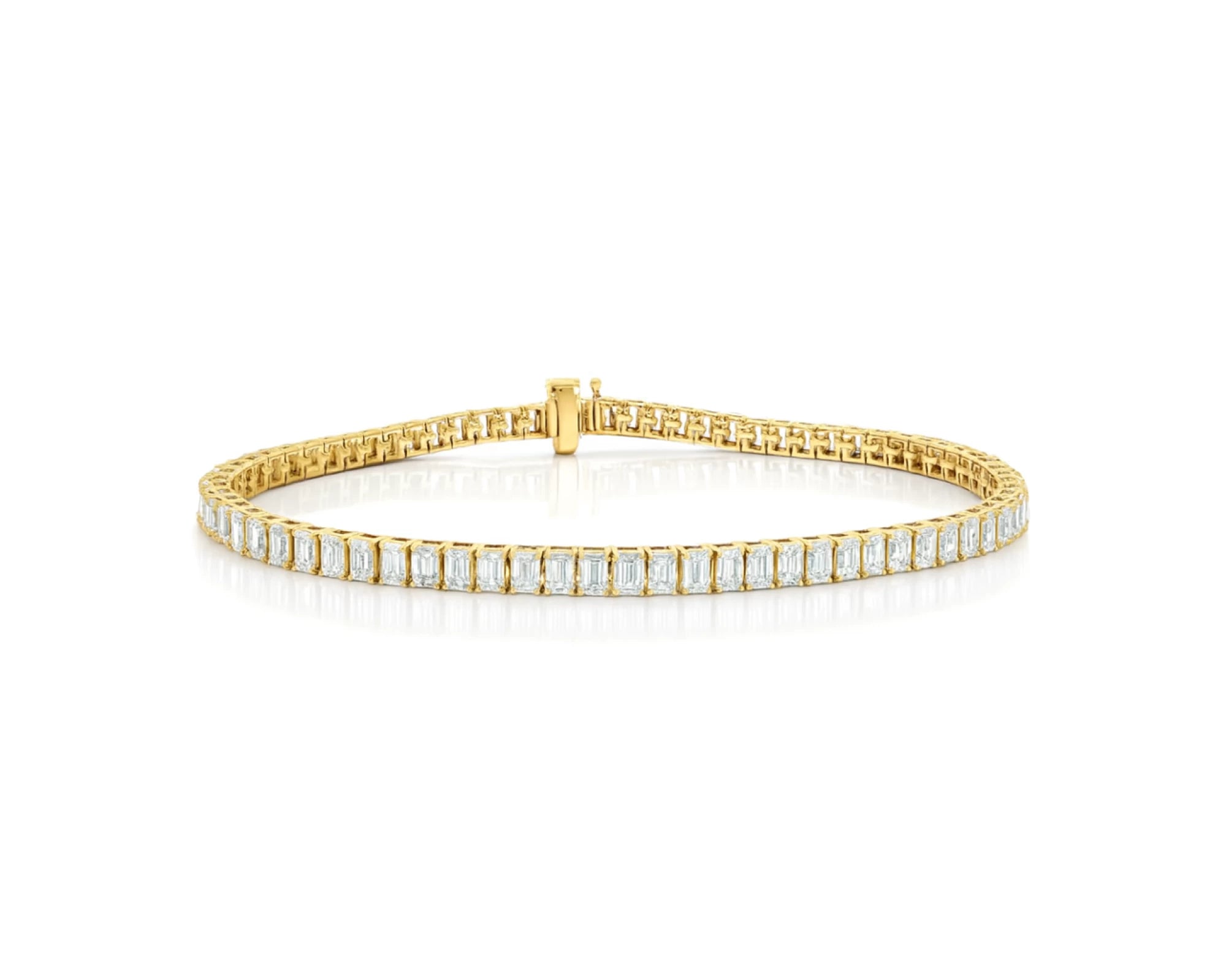 14K Gold Diamond Tennis Bracelet with Emerald-Cut Design 6.04ct – lifestyle 4192