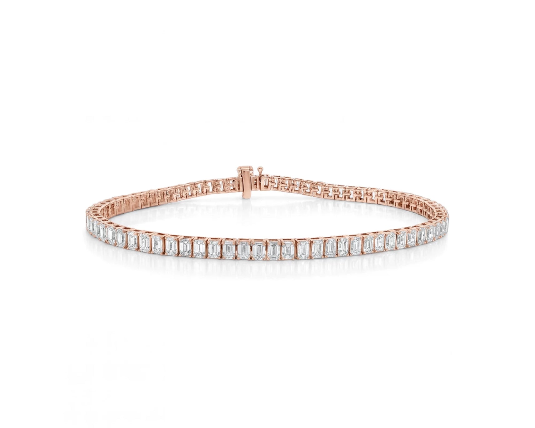 14K Gold Diamond Tennis Bracelet with Emerald-Cut Design 6.04ct – lifestyle 4193