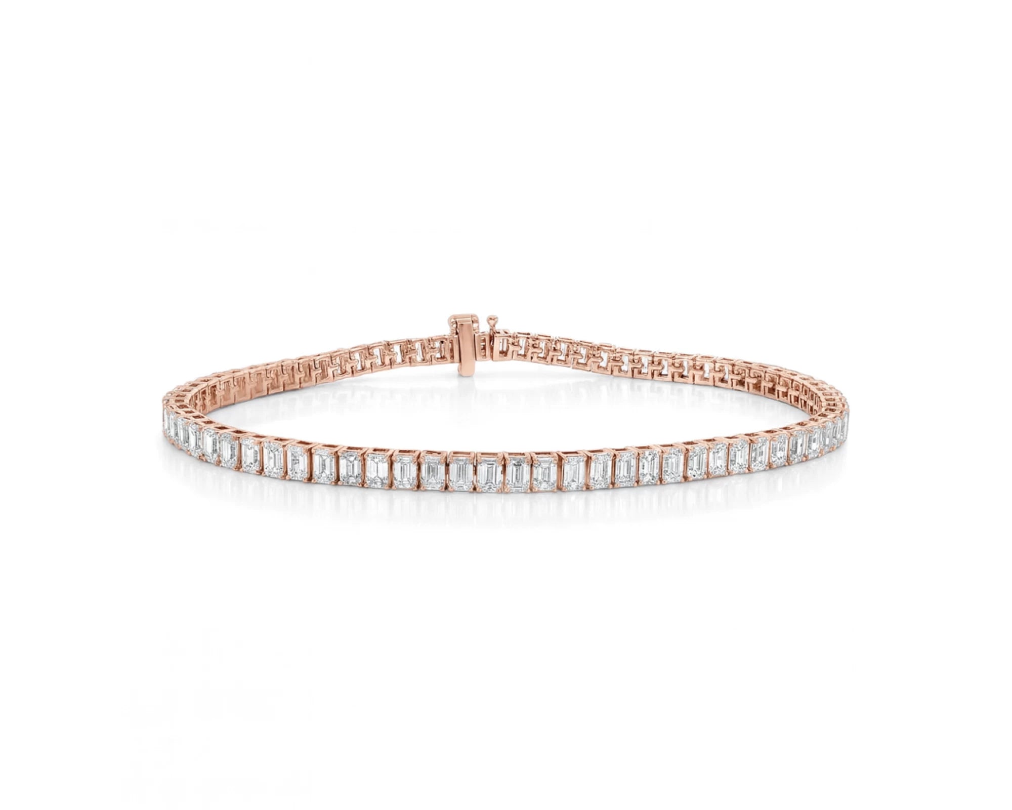 14K Gold Diamond Tennis Bracelet with Emerald-Cut Design 6.04ct – lifestyle 4193