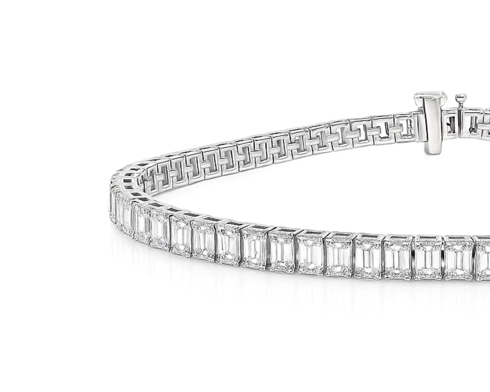 14K Gold Diamond Tennis Bracelet with Emerald-Cut Design 6.04ct – view 3
