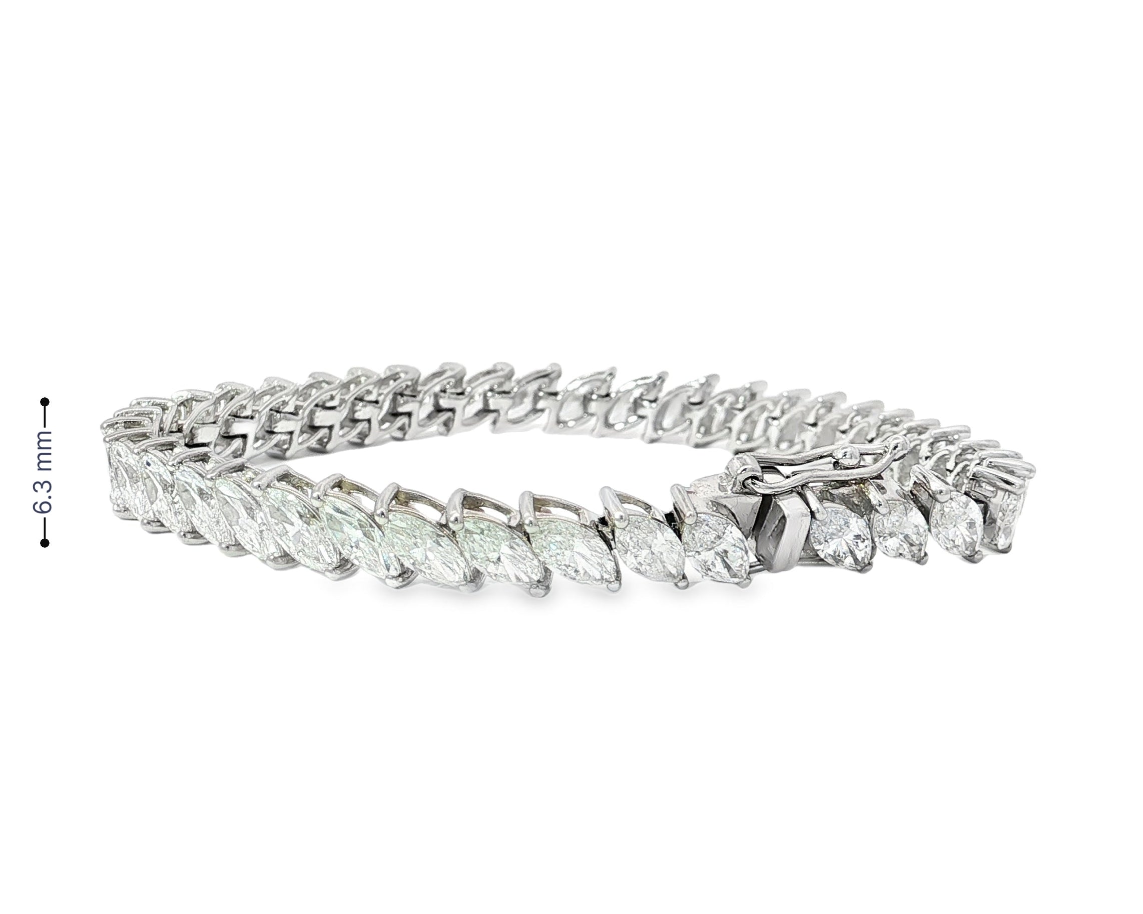 14k Gold Diamond Tennis Bracelet with Marquise - Cut Design 13.35ct - AVI THE JEWELER