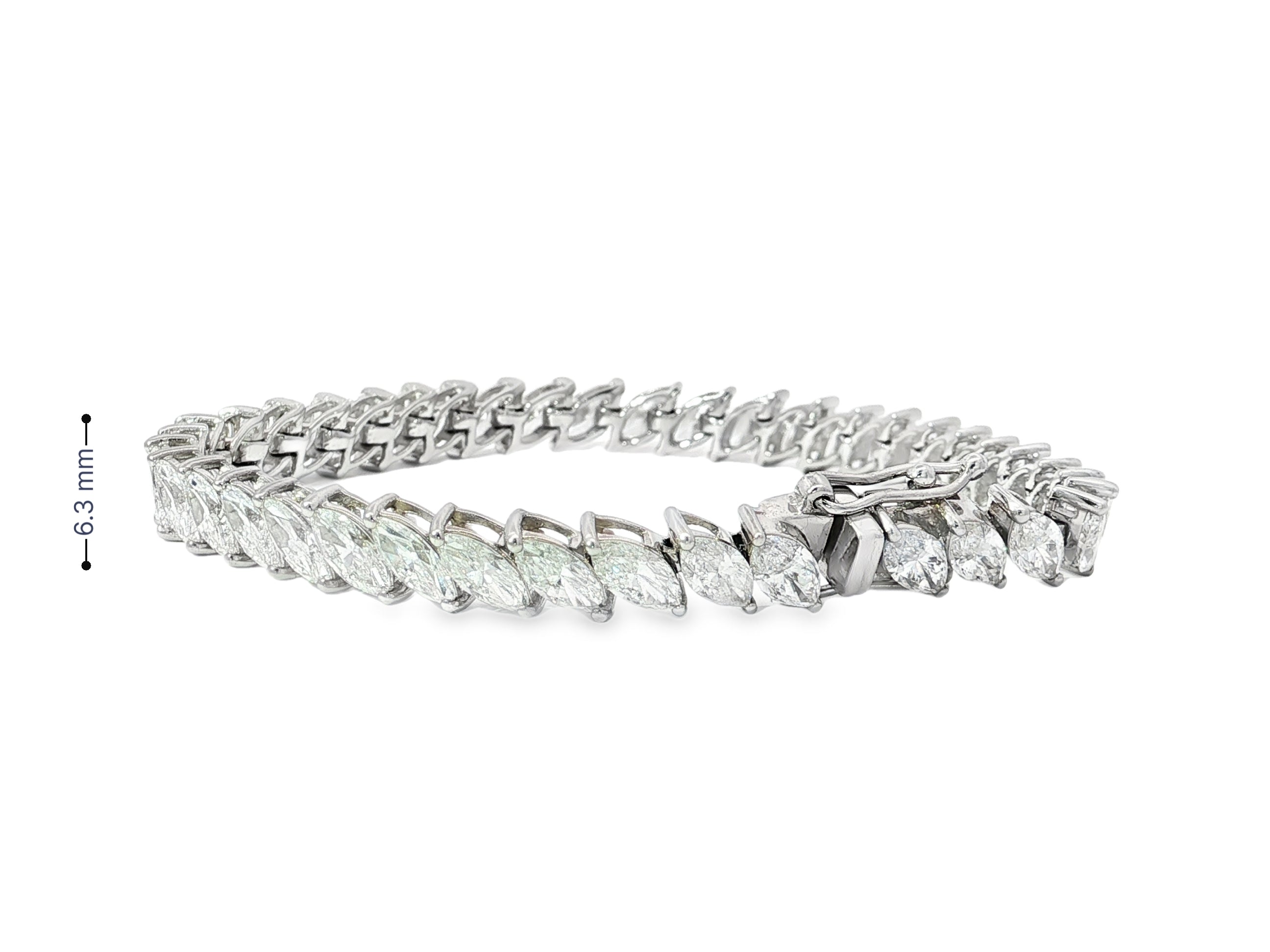 14k Gold Diamond Tennis Bracelet with Marquise - Cut Design 13.35ct - AVI THE JEWELER