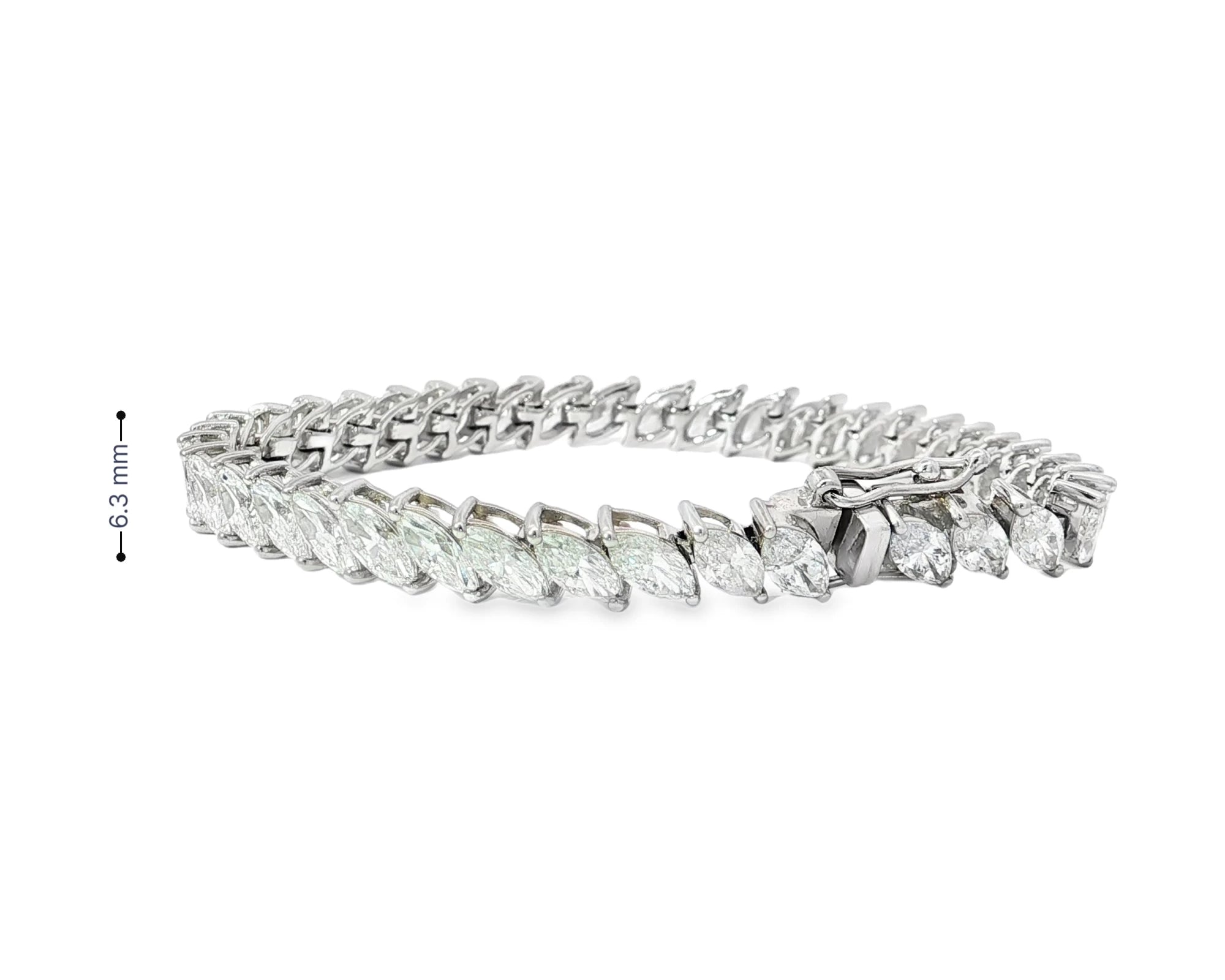 14k Gold Diamond Tennis Bracelet with Marquise-Cut Design 13.35ct – view 4