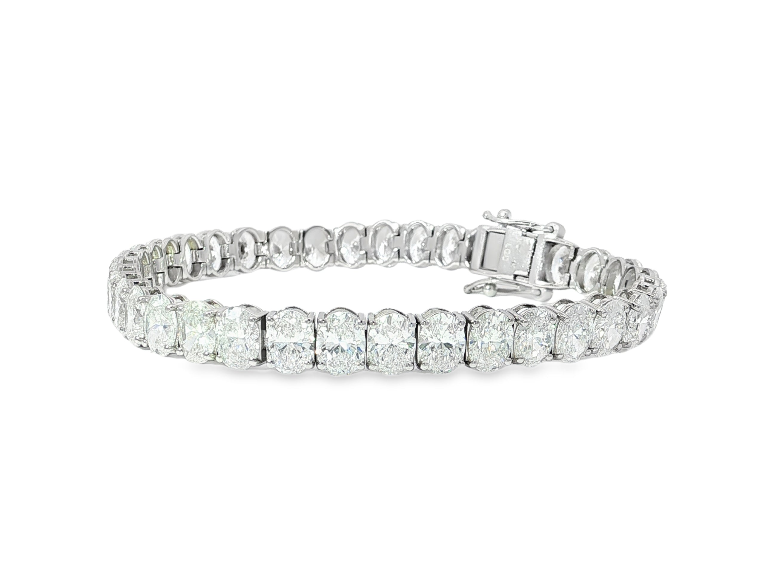 14k Gold Diamond Tennis Bracelet with Oval - Cut Design 17.83ct - AVI THE JEWELER