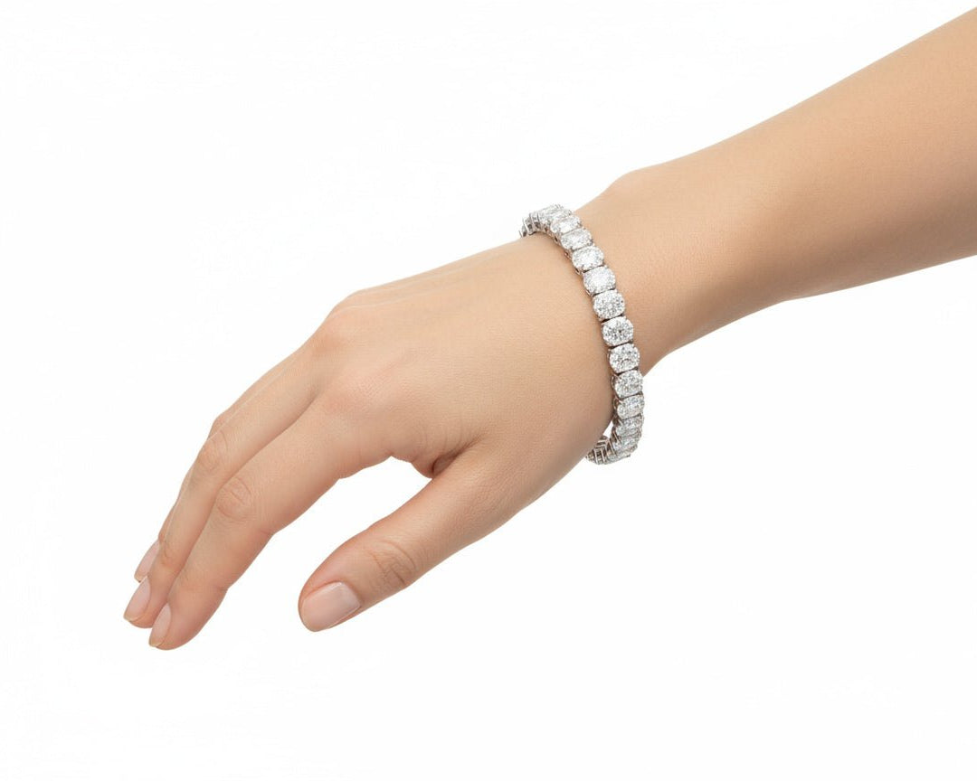 14k Gold Diamond Tennis Bracelet with Oval - Cut Design 17.83ct - AVI THE JEWELER