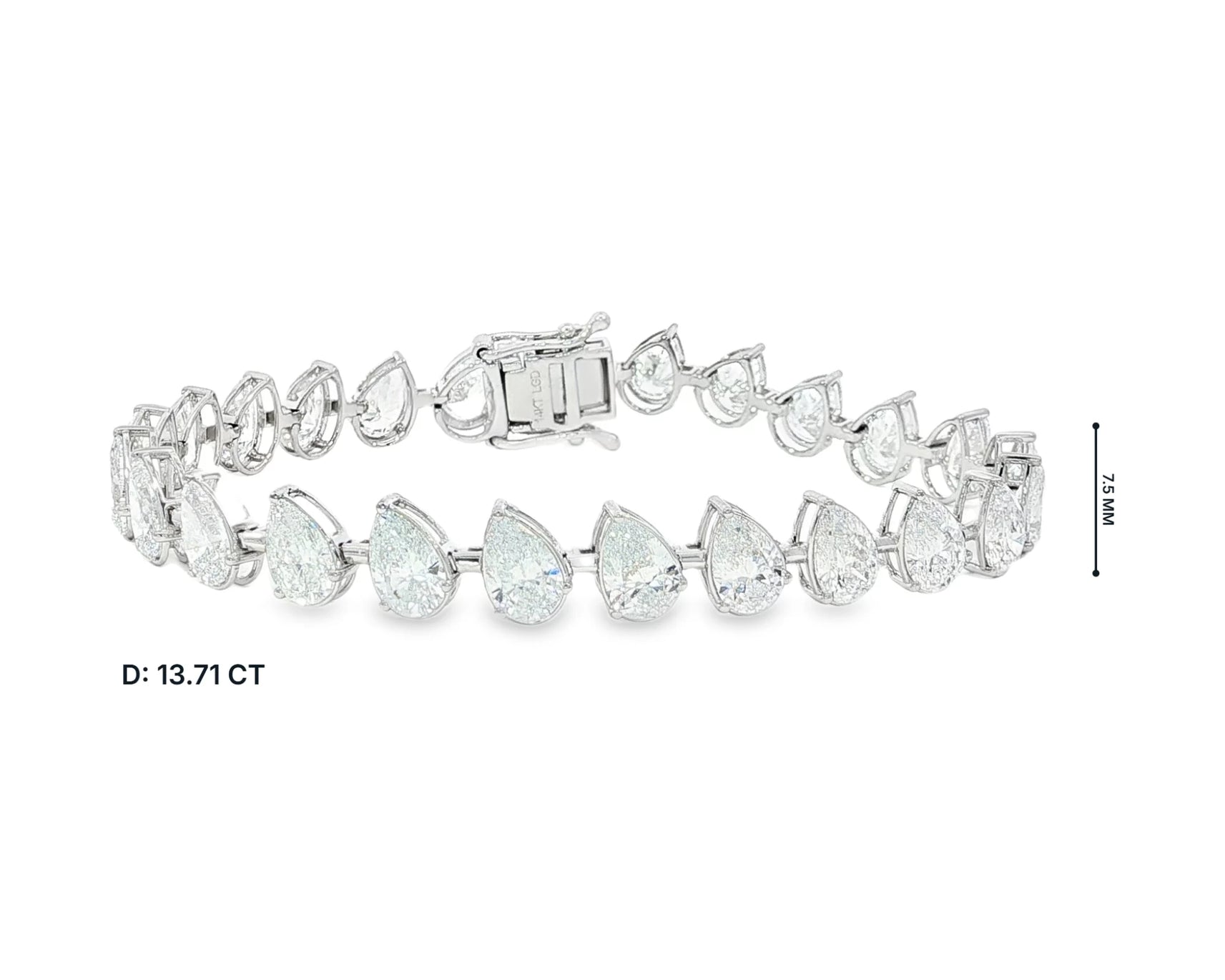 14k Gold Diamond Tennis Bracelet with Pear-Shape Diamond Links 13.71ct – view 4