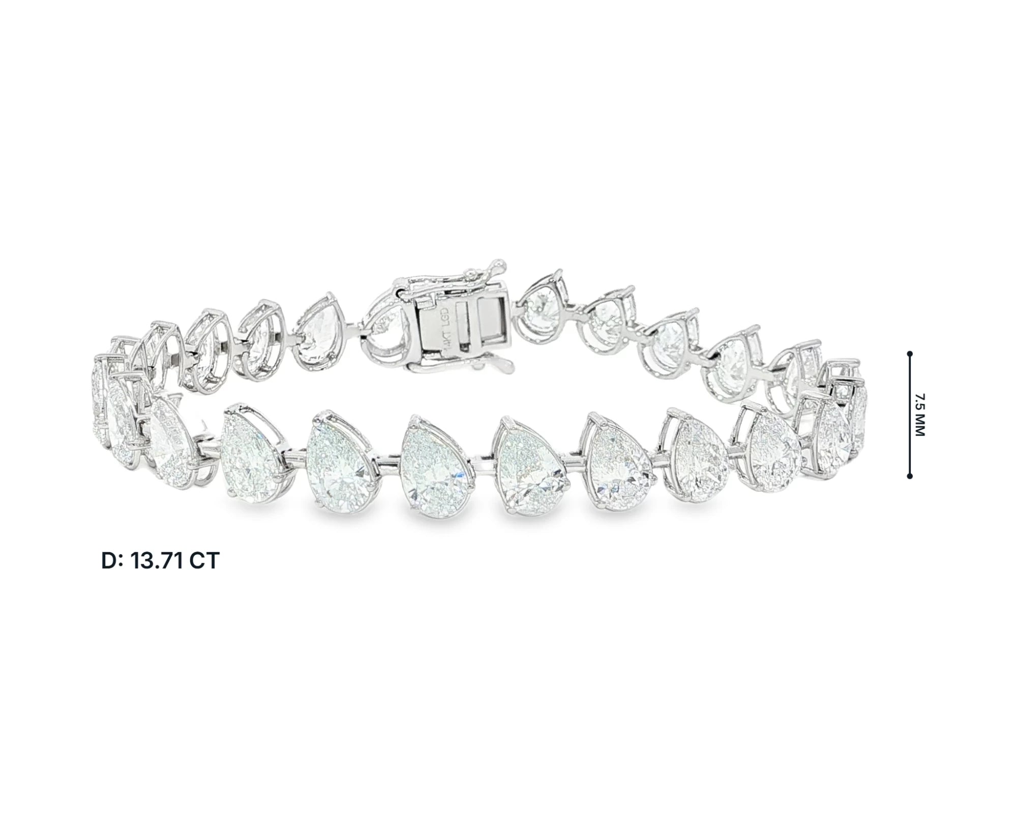 14k Gold Diamond Tennis Bracelet with Pear-Shape Diamond Links 13.71ct – view 4