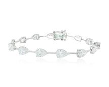 14k Gold Diamond Tennis Bracelet with Pear-Shape Solitaire Links 9.64ct