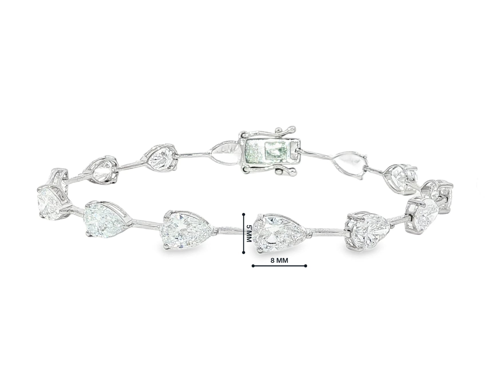 14k Gold Diamond Tennis Bracelet with Pear-Shape Solitaire Links 9.64ct – view 4