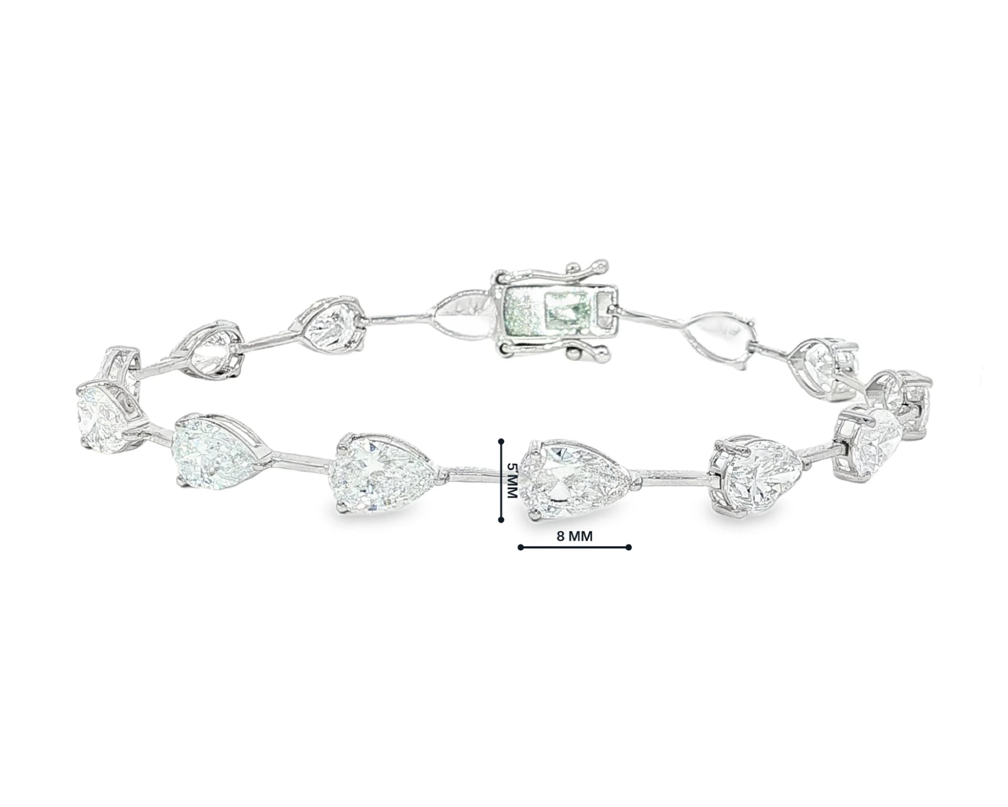 14k Gold Diamond Tennis Bracelet with Pear-Shape Solitaire Links 9.64ct – view 4