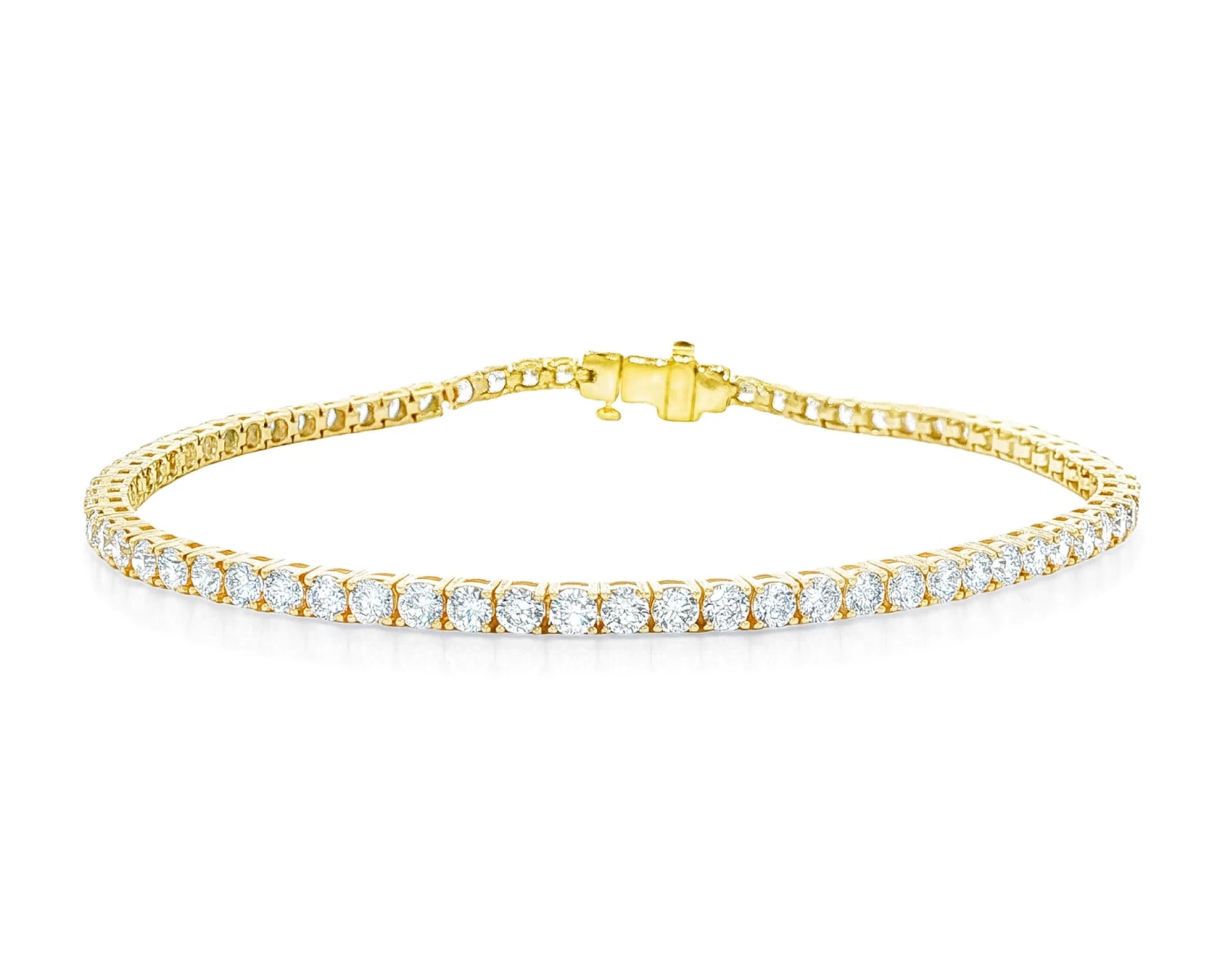 14k Gold Diamond Tennis Bracelet with Round-Cut Classic Design 3.72ct – lifestyle 4146