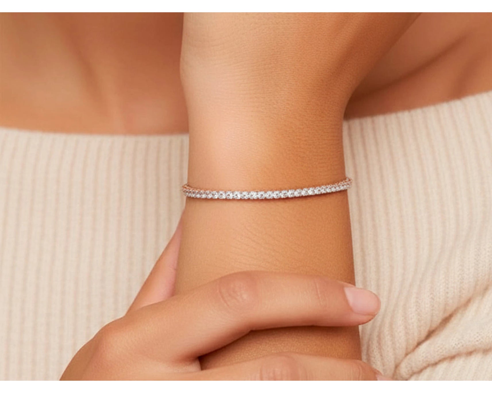 14k Gold Diamond Tennis Bracelet with Round-Cut Classic Design 3.72ct – view 2