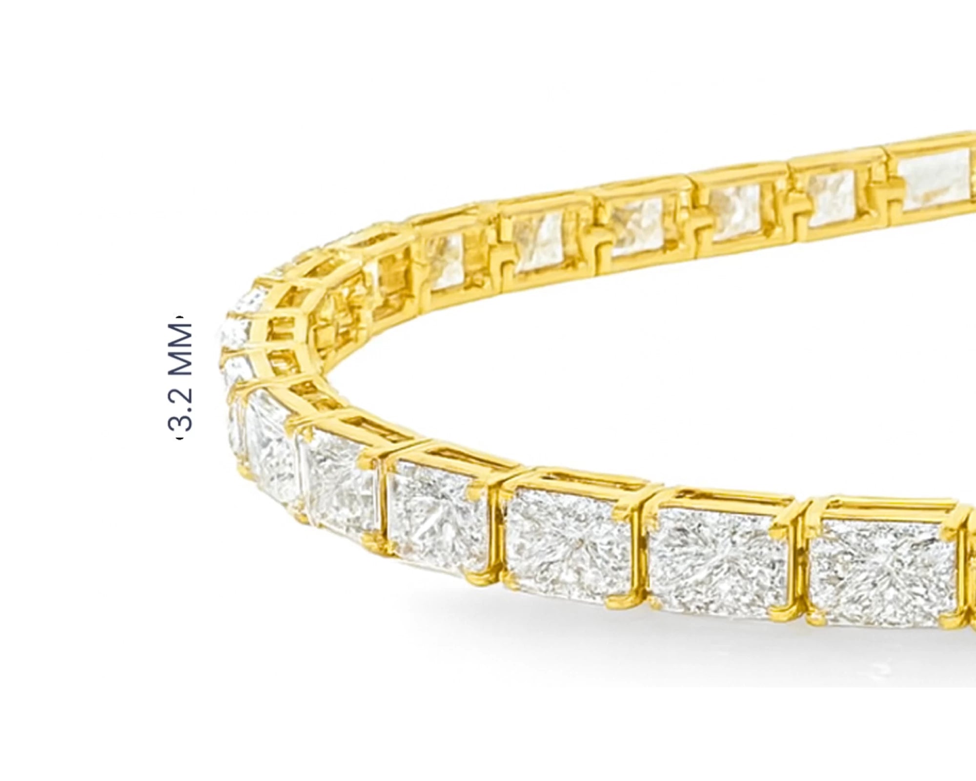14k Gold Diamond Tennis Bracelet with Square Link Design 9.47ct – view 3
