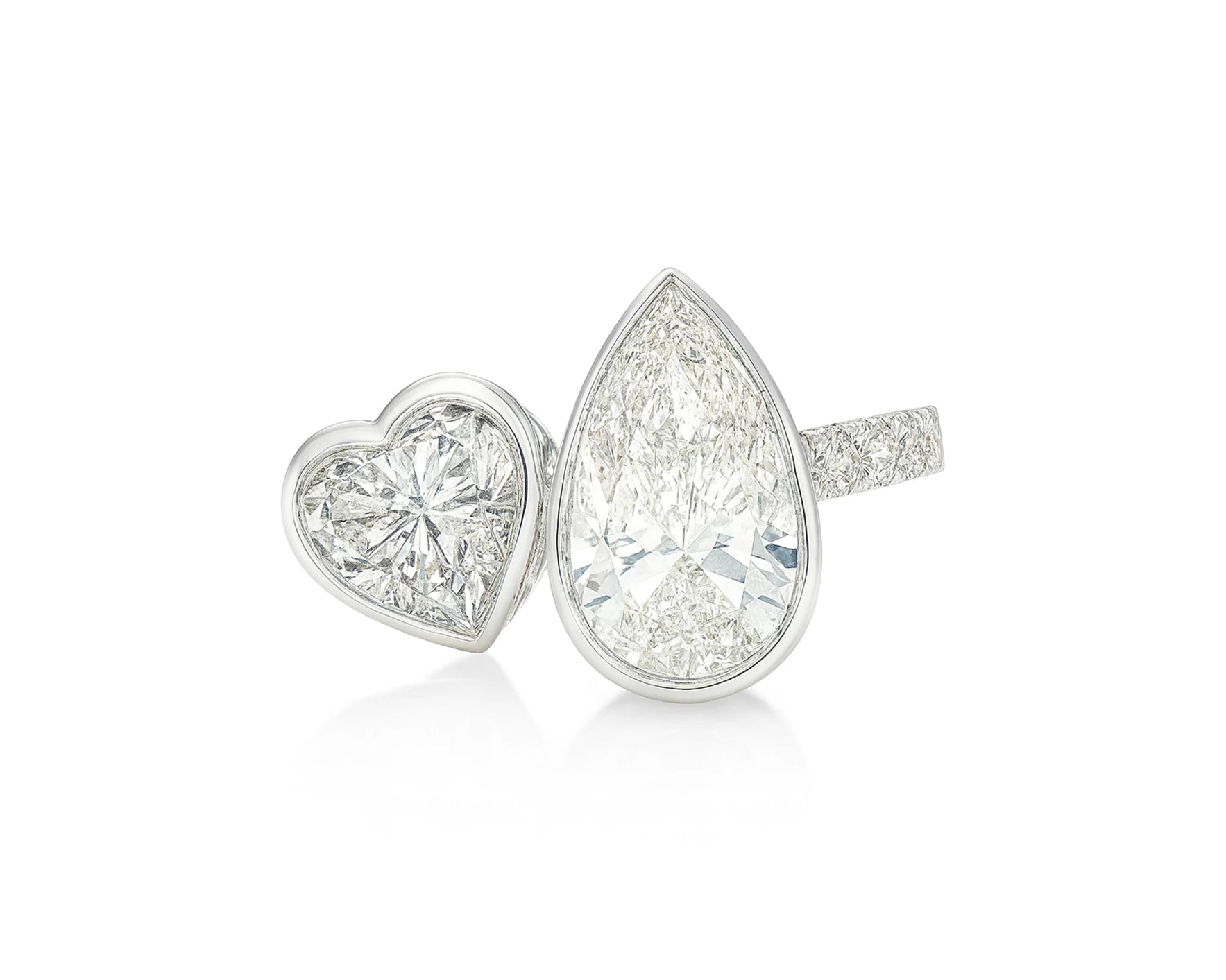 14k Gold Diamond Toi et Moi Ring with Pear & Heart-Shaped Design 3.50 CT – lifestyle 1743