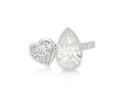 14k Gold Diamond Toi et Moi Ring with Pear & Heart-Shaped Design 3.50 CT