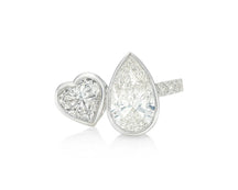 14k Gold Diamond Toi et Moi Ring with Pear & Heart-Shaped Design 3.50 CT