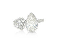 14k Gold Diamond Toi et Moi Ring with Pear & Heart-Shaped Design 3.50 CT