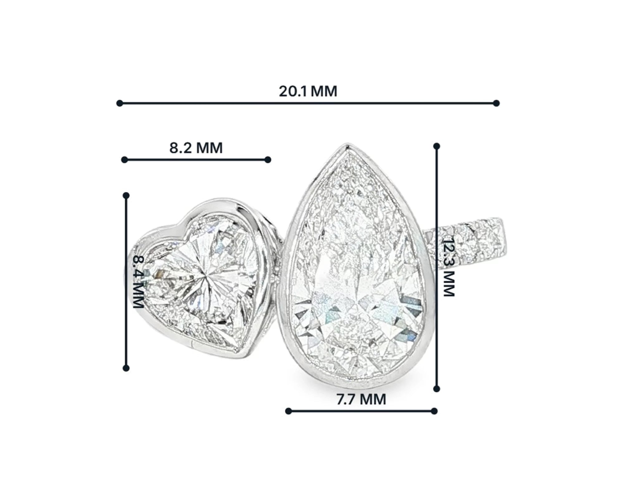 14k Gold Diamond Toi et Moi Ring with Pear & Heart-Shaped Design 3.50 CT – lifestyle 3047