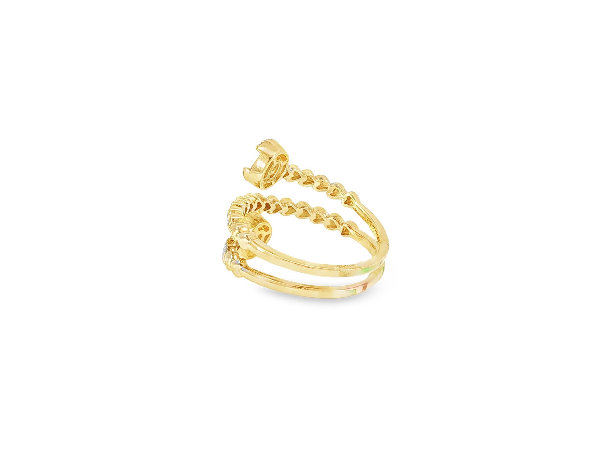 14k Gold Diamond Twisted Bypass Ring with Baguette & Round 0.35ct - AVI THE JEWELER