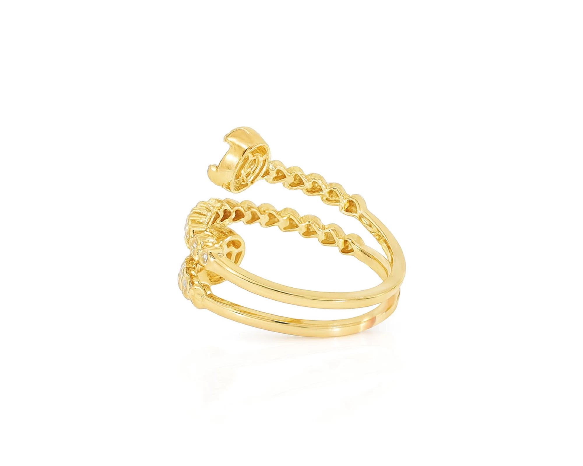 14k Gold Diamond Twisted Bypass Ring with Baguette & Round 0.35ct – lifestyle 1011
