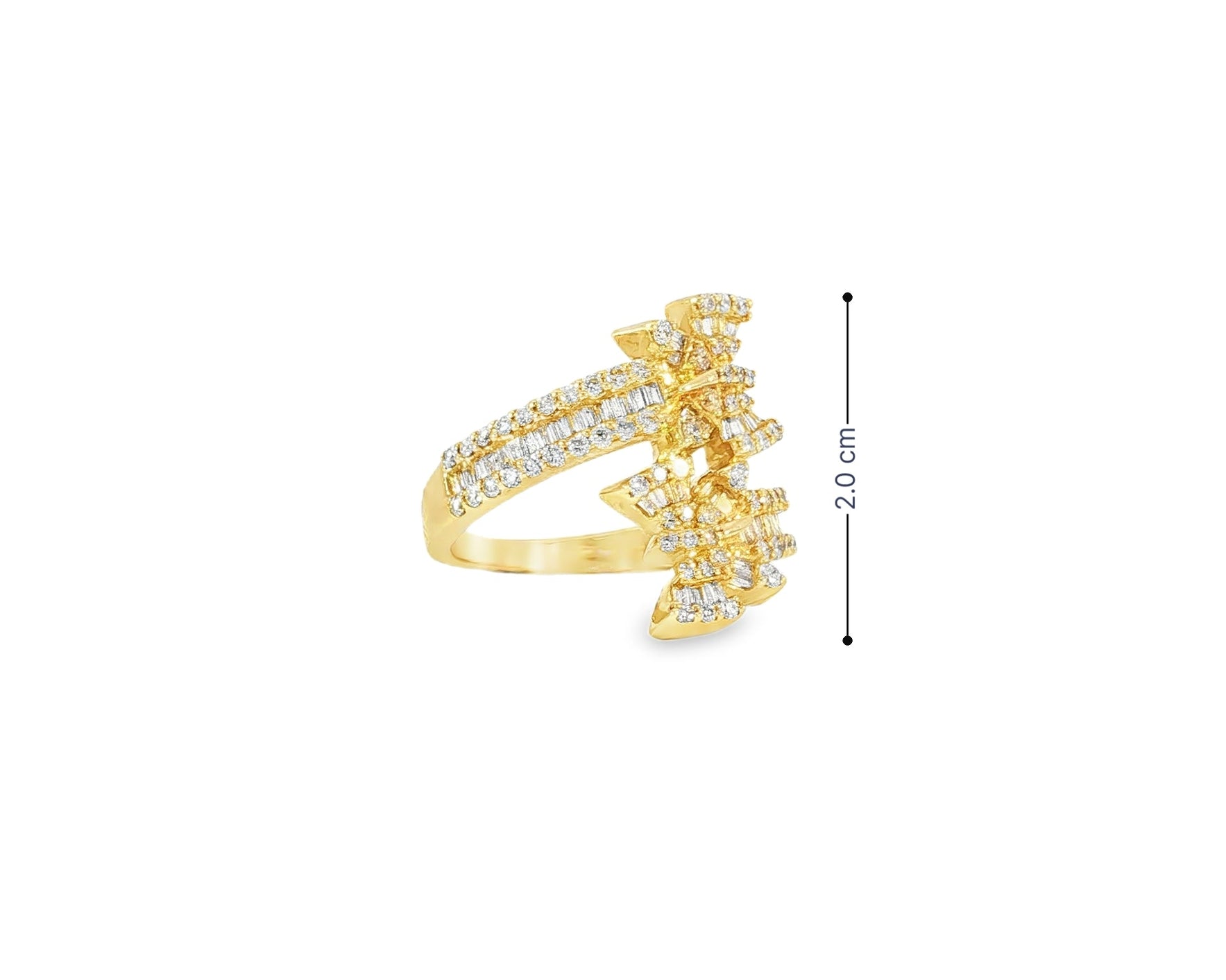 14k Gold Double - Butterfly Wrap Ring with Round & Baguette Diamonds 1.00ct - AVI THE JEWELER
