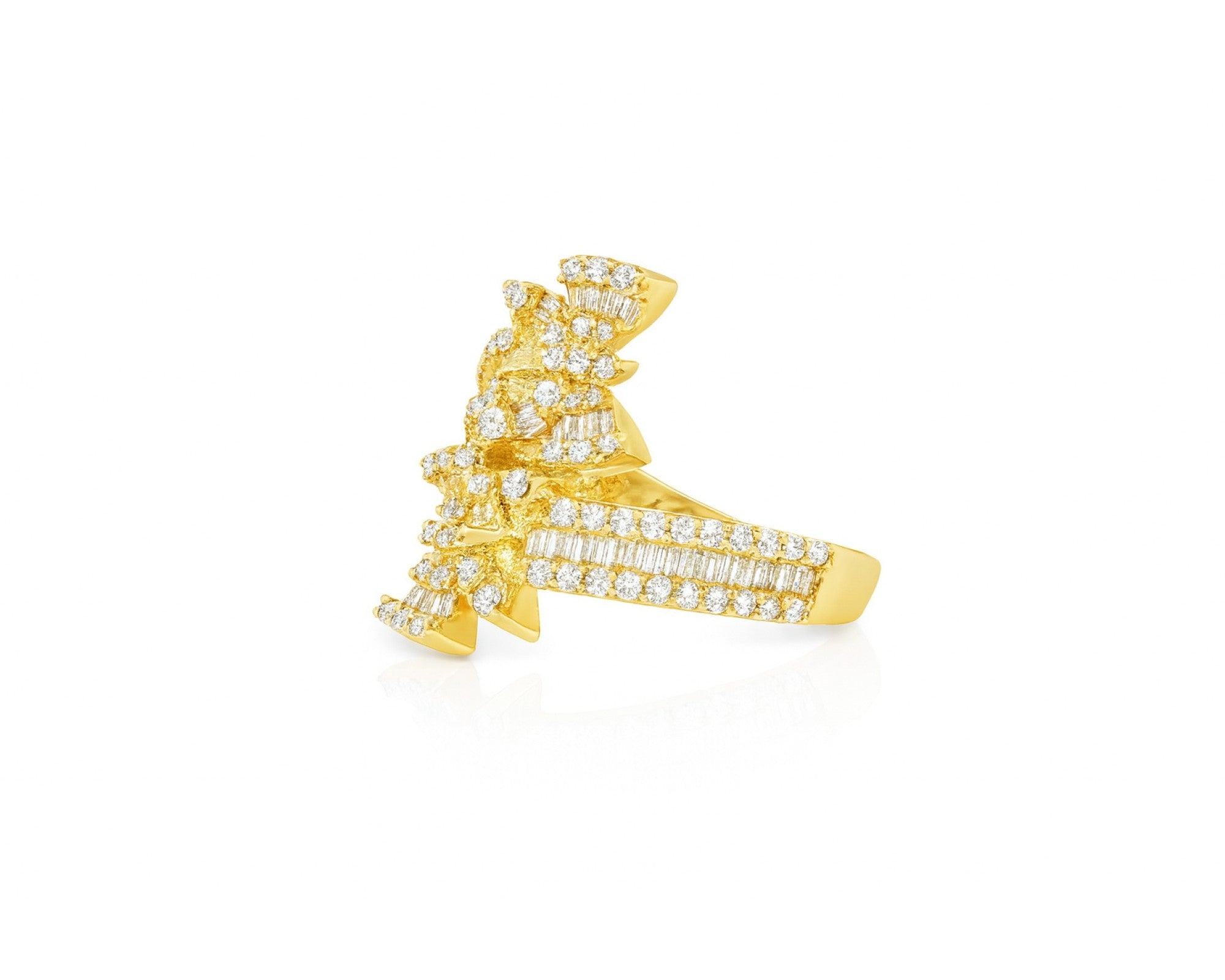14k Gold Double-Butterfly Wrap Ring with Round & Baguette Diamonds 1.00ct – lifestyle 487