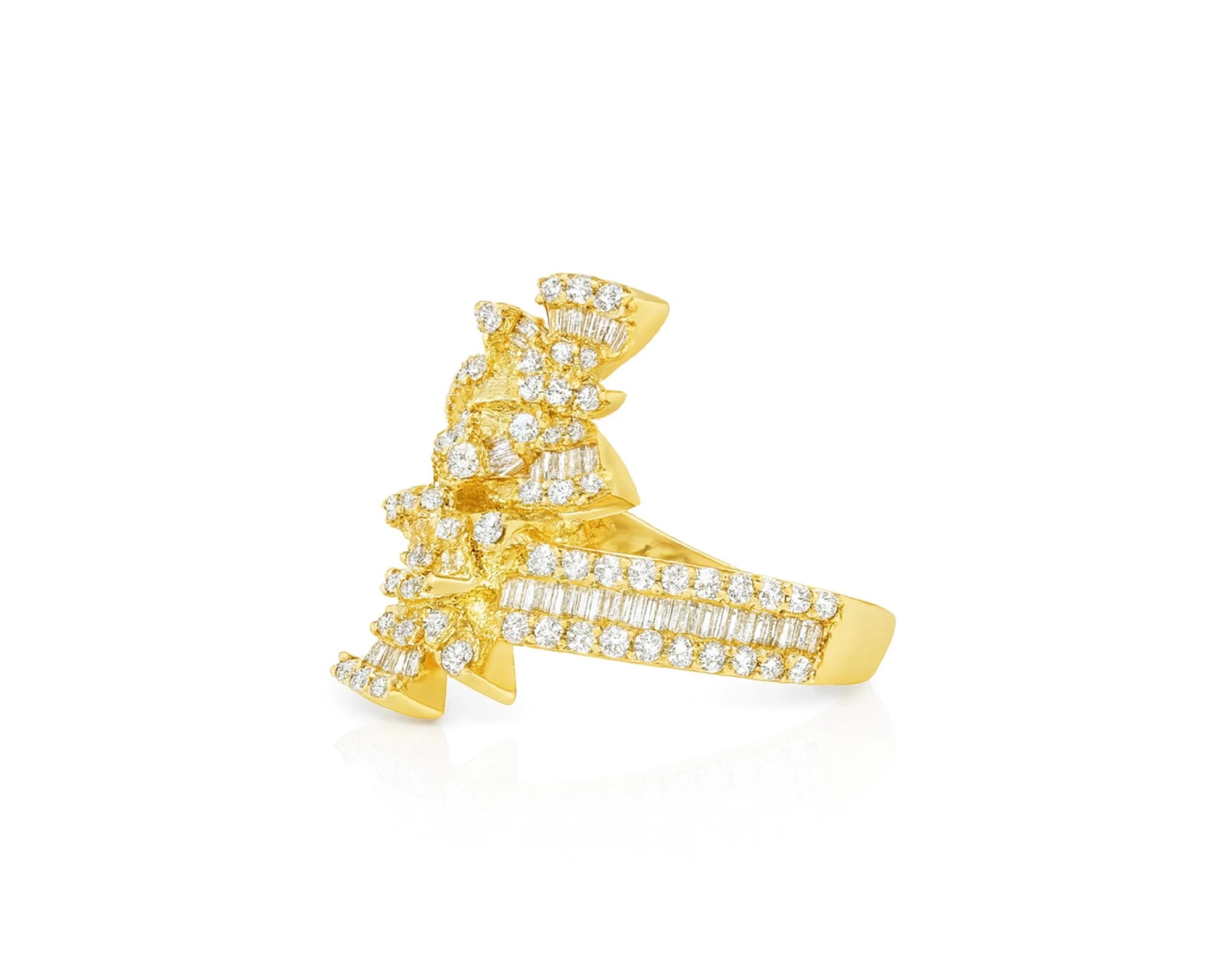14k Gold Double-Butterfly Wrap Ring with Round & Baguette Diamonds 1.00ct – lifestyle 487