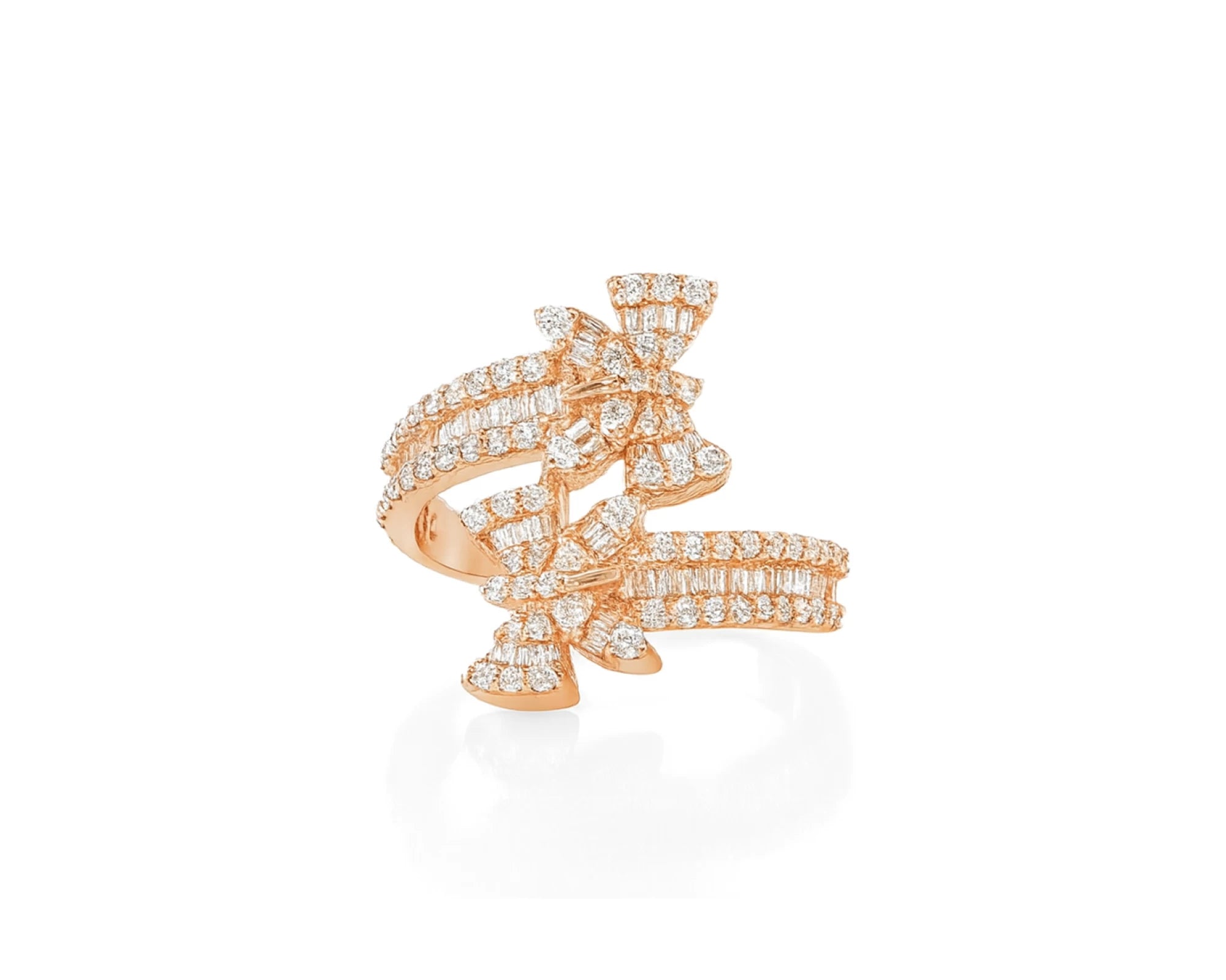 14k Gold Double-Butterfly Wrap Ring with Round & Baguette Diamonds 1.00ct – lifestyle 488