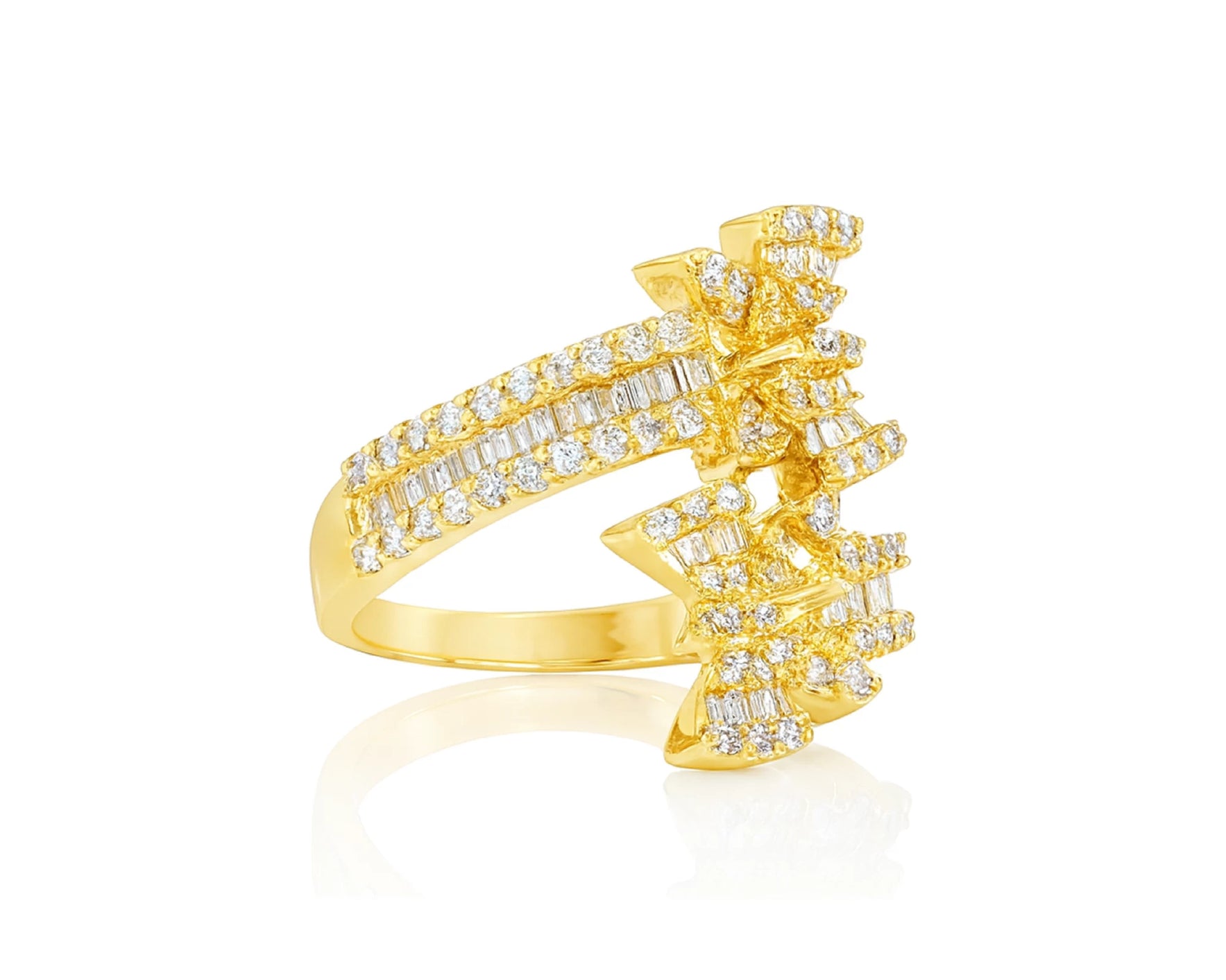 14k Gold Double-Butterfly Wrap Ring with Round & Baguette Diamonds 1.00ct – lifestyle 489
