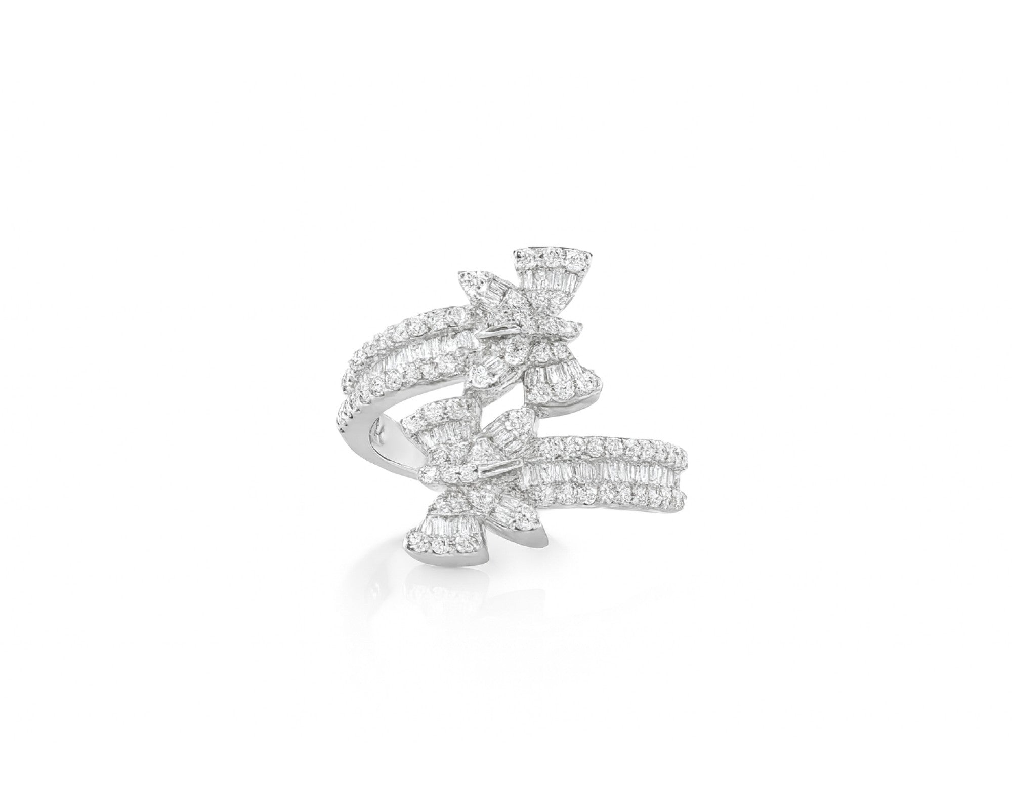 14k Gold Double-Butterfly Wrap Ring with Round & Baguette Diamonds 1.00ct – lifestyle 490