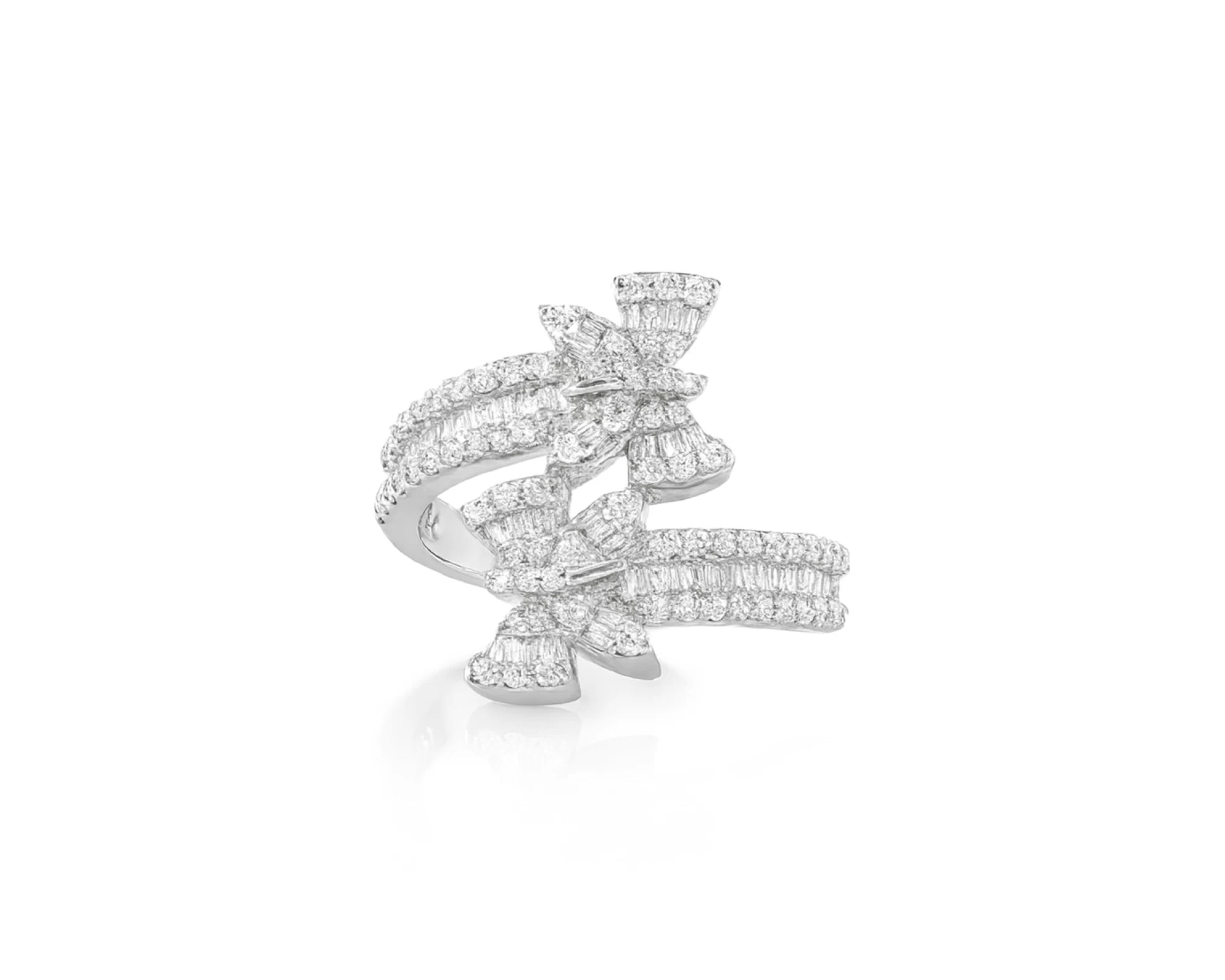 14k Gold Double-Butterfly Wrap Ring with Round & Baguette Diamonds 1.00ct – lifestyle 490