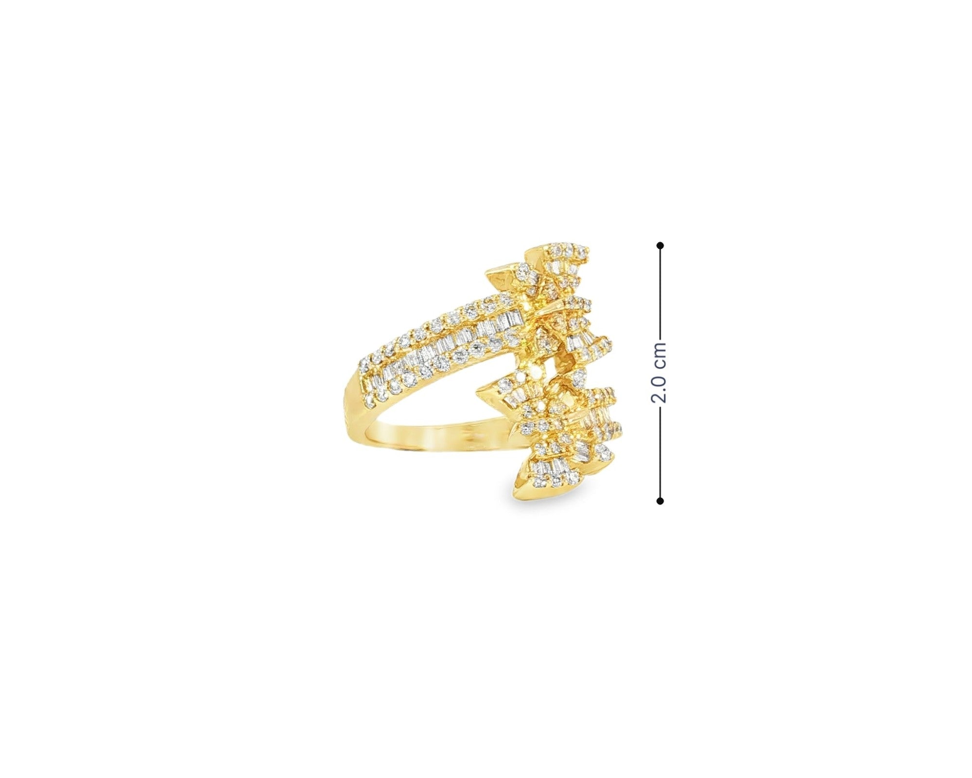 14k Gold Double-Butterfly Wrap Ring with Round & Baguette Diamonds 1.00ct – view 5