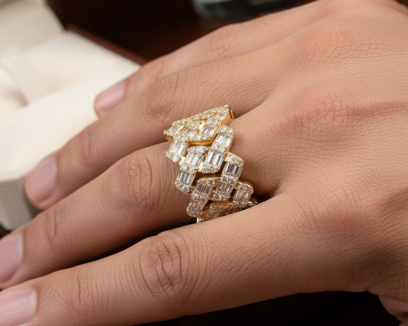 14k Gold Full Eternity Cuban Link with Baguette and Round Diamonds 3.75ct