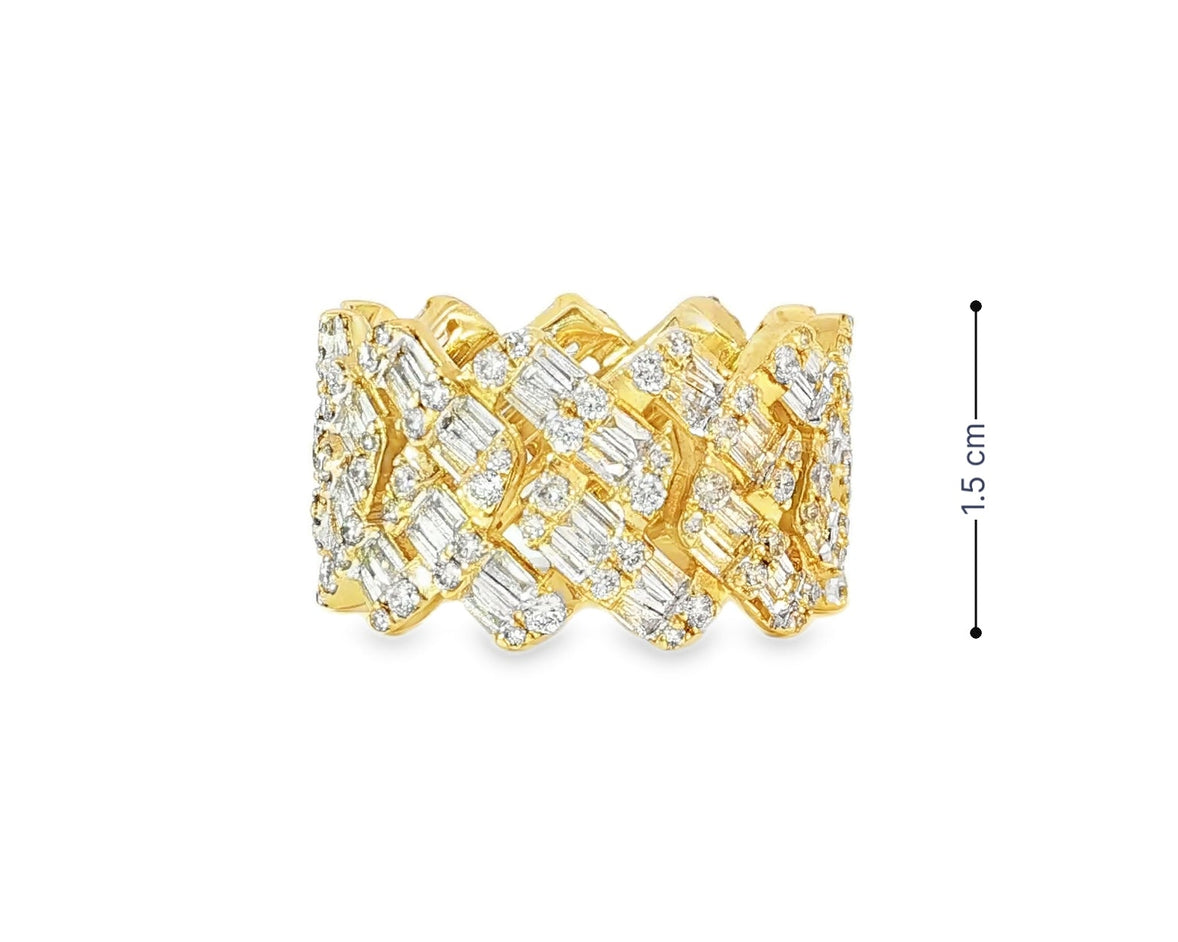 14k Gold Full Eternity Cuban Link with Baguette and Round Diamonds 3.75ct - AVI THE JEWELER