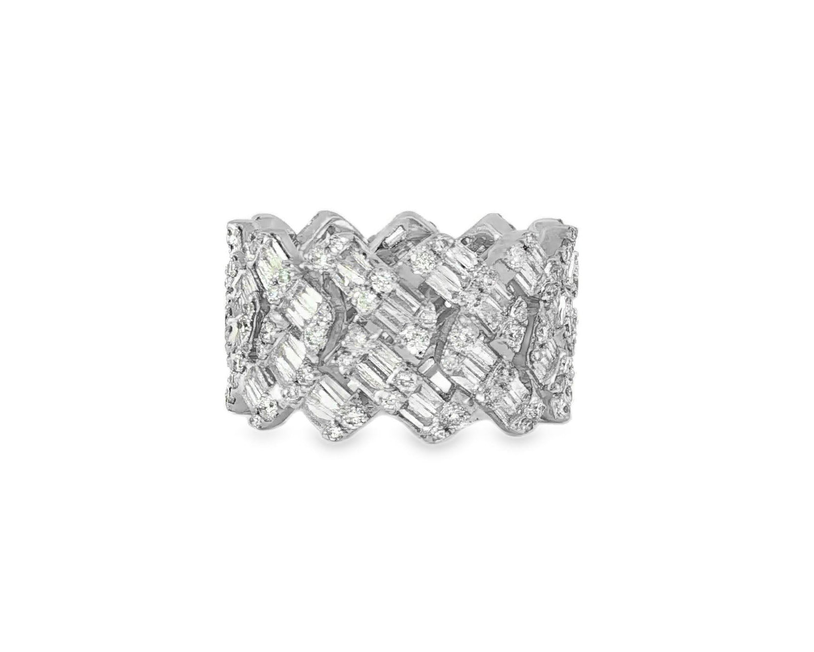 14k Gold Full Eternity Cuban Link with Baguette and Round Diamonds 3.75ct - AVI THE JEWELER