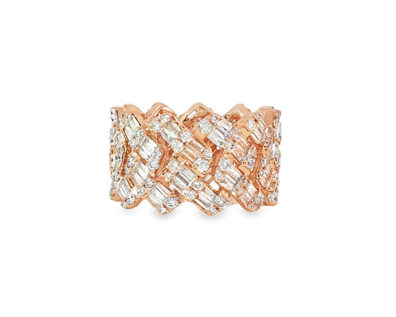 14k Gold Full Eternity Cuban Link with Baguette and Round Diamonds 3.75ct - AVI THE JEWELER