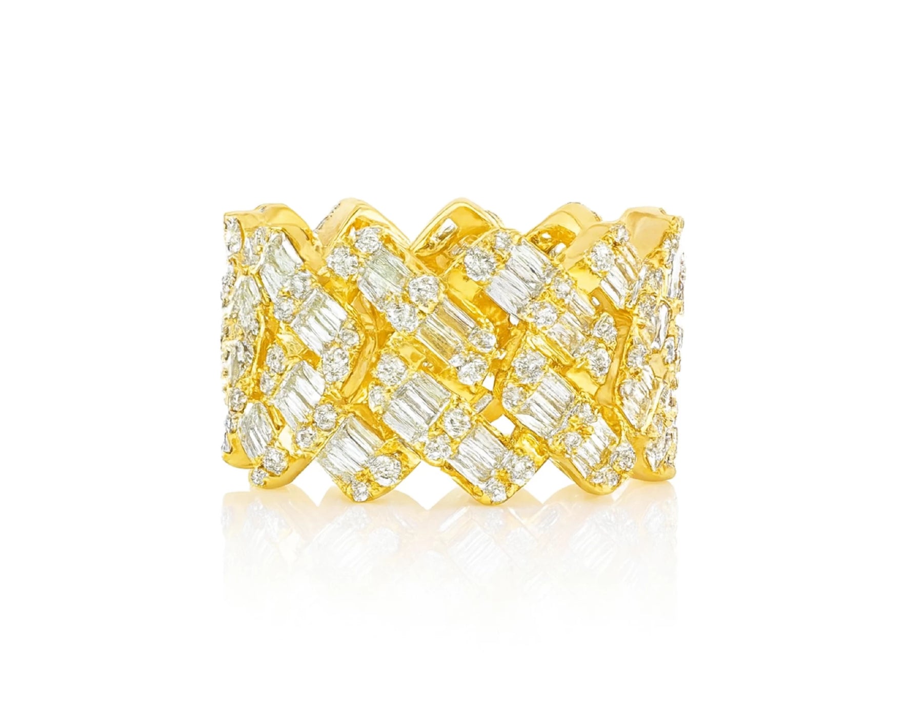 14k Gold Full Eternity Cuban Link with Baguette and Round Diamonds 3.75ct – lifestyle 1471