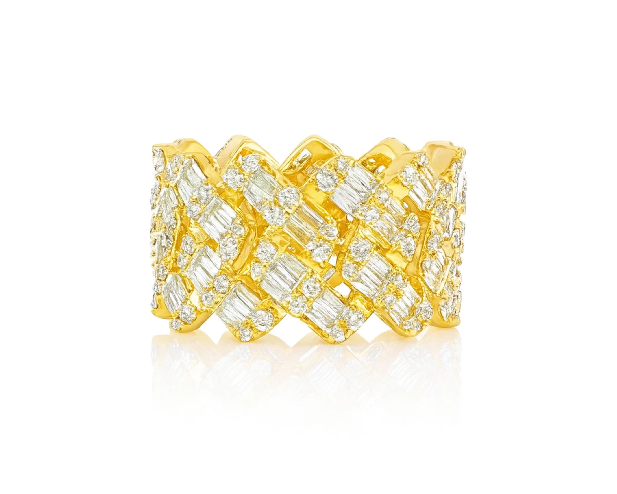 14k Gold Full Eternity Cuban Link with Baguette and Round Diamonds 3.75ct – lifestyle 1471