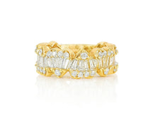 14k Gold Heart-Motif Band with Baguette & Round Diamonds 2.25ct