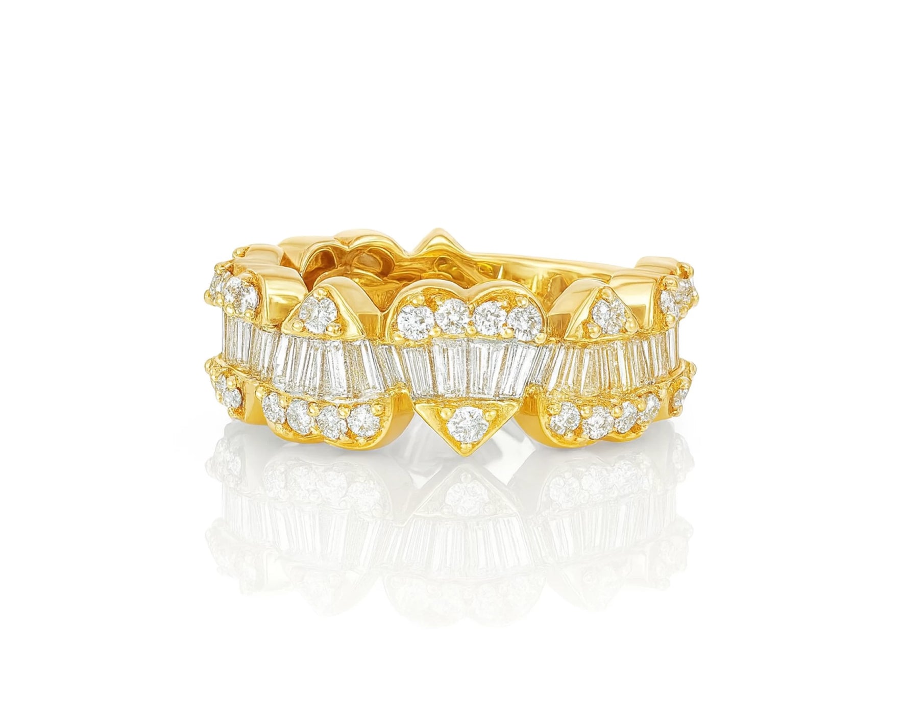 14k Gold Heart-Motif Band with Baguette & Round Diamonds 2.25ct – lifestyle 529